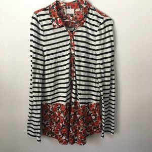 Anthropologie postmark layered floral stripe top